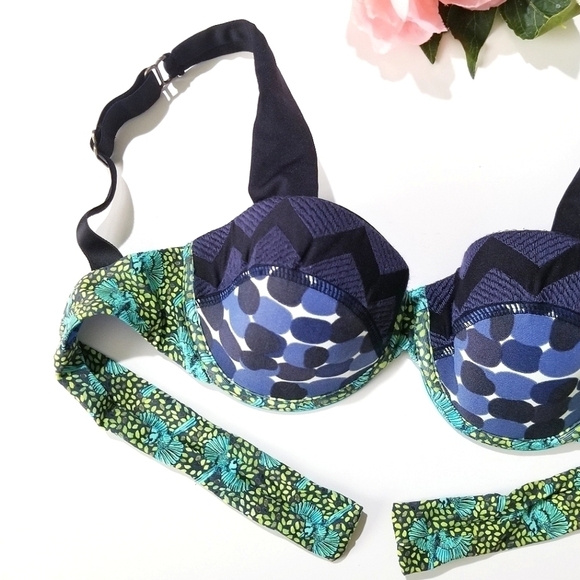 MAAJI Embroidered Multicolor Soft Cup Underwire Bikini Top Small 32 34 B C - Picture 6 of 9